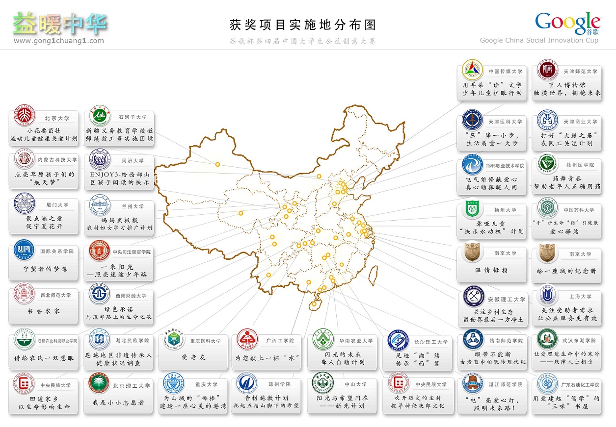 获奖38项目实施地分布图