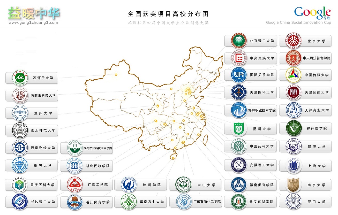 获奖38项目高校分布图
